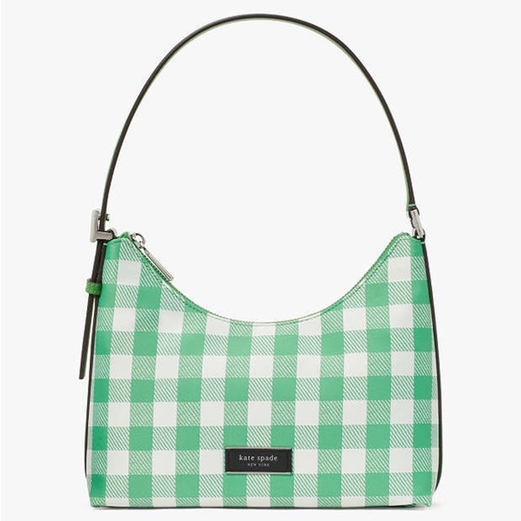 Kate Spade Sam Icon Gingham Printed Fabric Small Shoulder Bag NWT